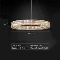 Rylight 25.6 "/ 31.5" / 39.4 "/ 59" ثريا دائرية كريستالية حديثة