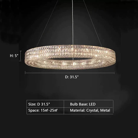 Rylight 25.6 "/ 31.5" / 39.4 "/ 59" ثريا دائرية كريستالية حديثة