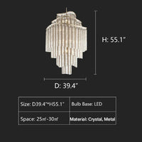 Rylight postmoderne kroonluchter met holle kristallen buis en kwastjes