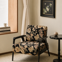 Botanical Tapestry Wood Frame Accent Chair