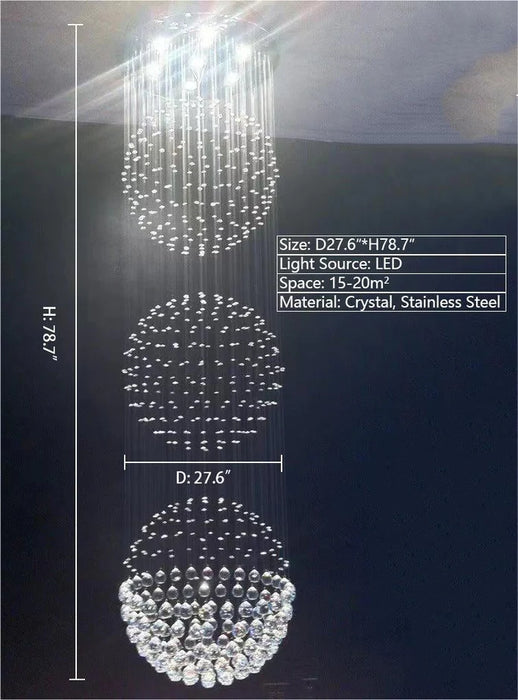 Rylight 1/2/3/4-Globe Raindrop Crystal dimbare gelaagde kroonluchter