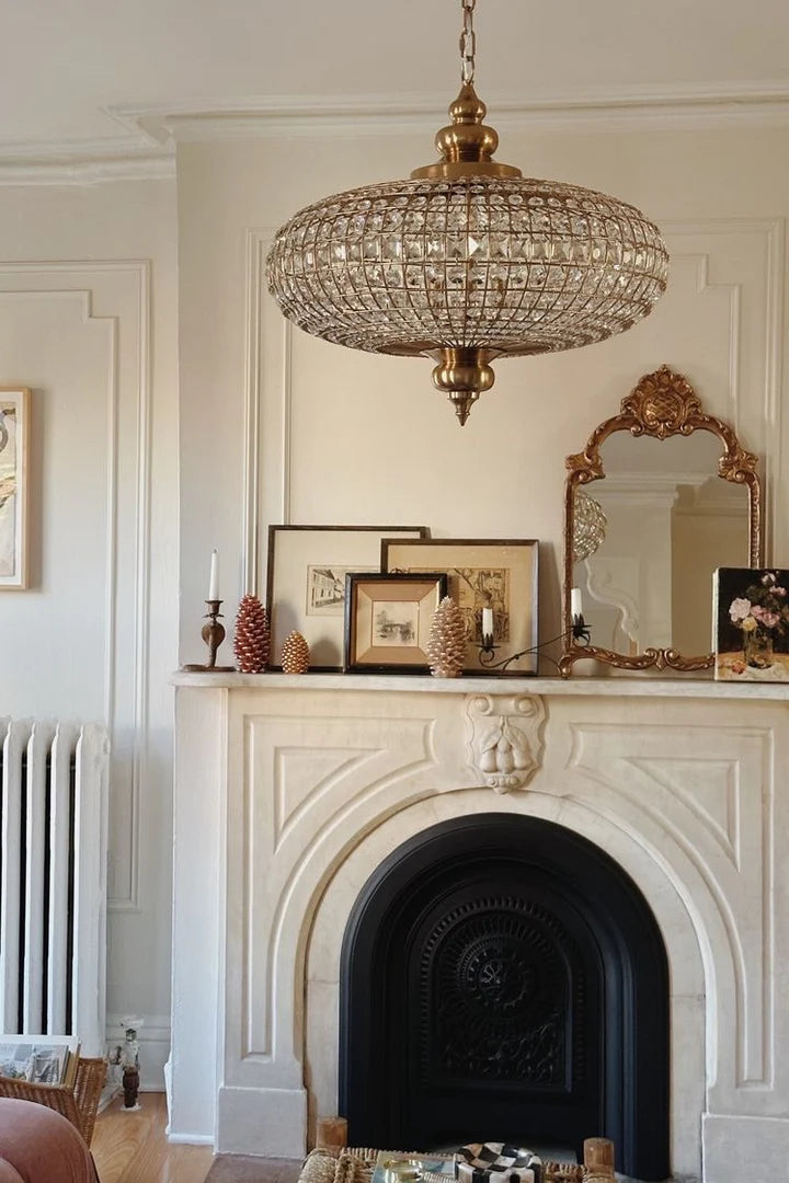 ثريا كريستالية من الخرز الإمبراطوري الفرنسي Rylight 3-Light بلمسة نهائية من النحاس العتيق