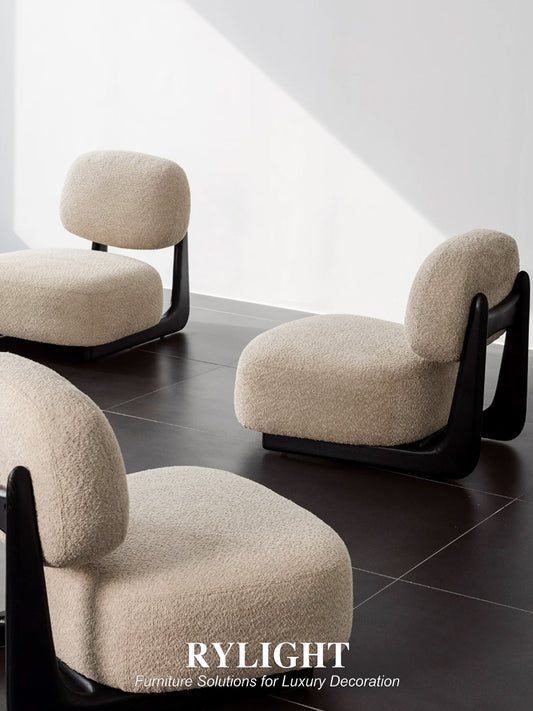 Modern Sculptural Bouclé Lounge Chair