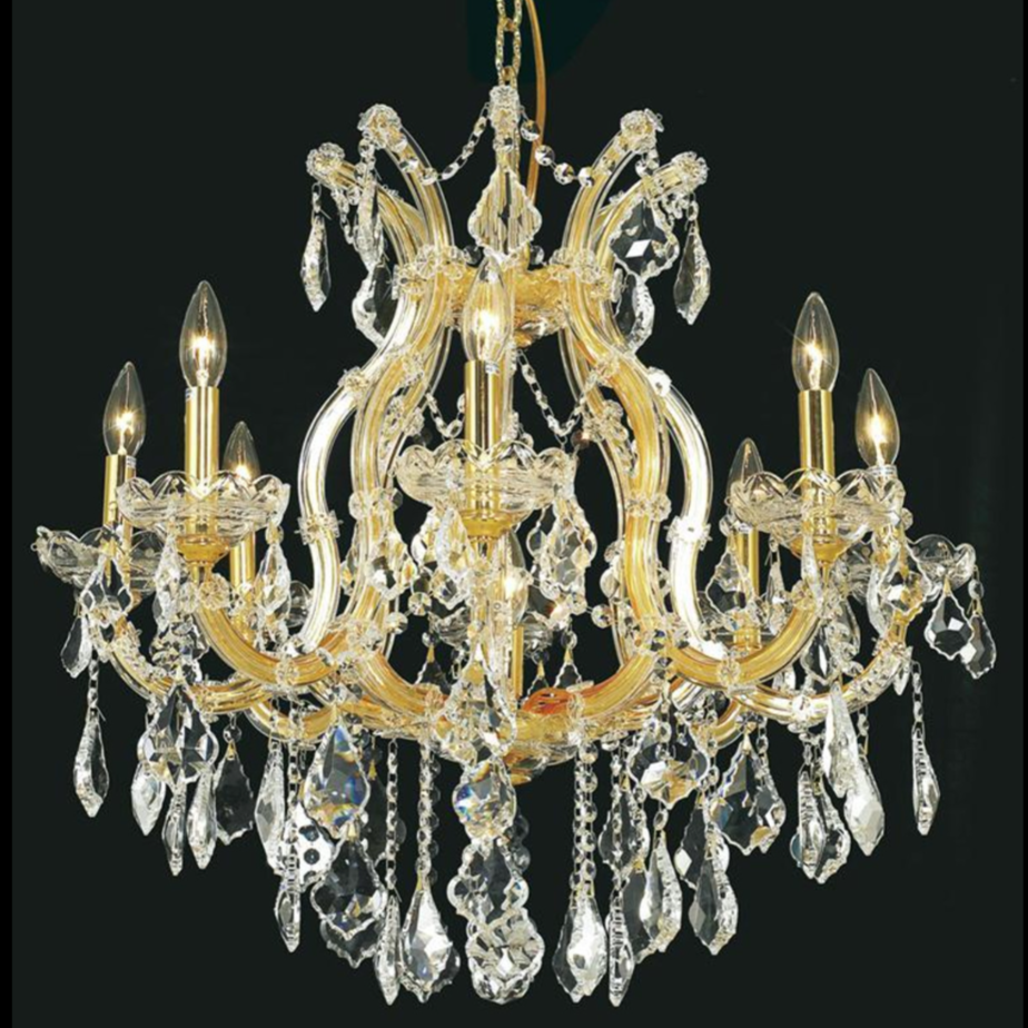 Rylight 9/19/49-Light Crystal Chandelier in Gold/Chrome Finish