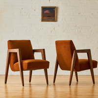 Burgundy Velvet Walnut Accent Chair