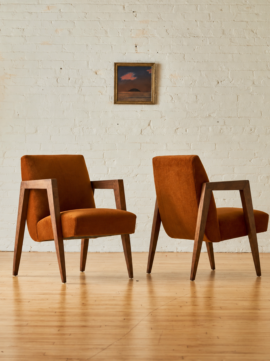 Burgundy Velvet Walnut Accent Chair