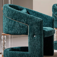 French Luxury Teal Chenille Accent Lounge Chair
