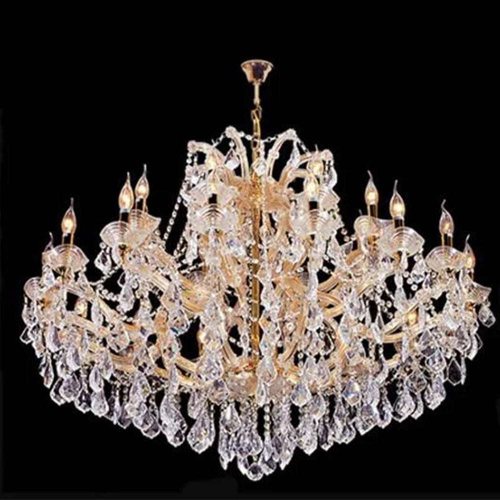 Rylight 25-Light Candle Crystal Chandelier in Gold/Chrome Finish
