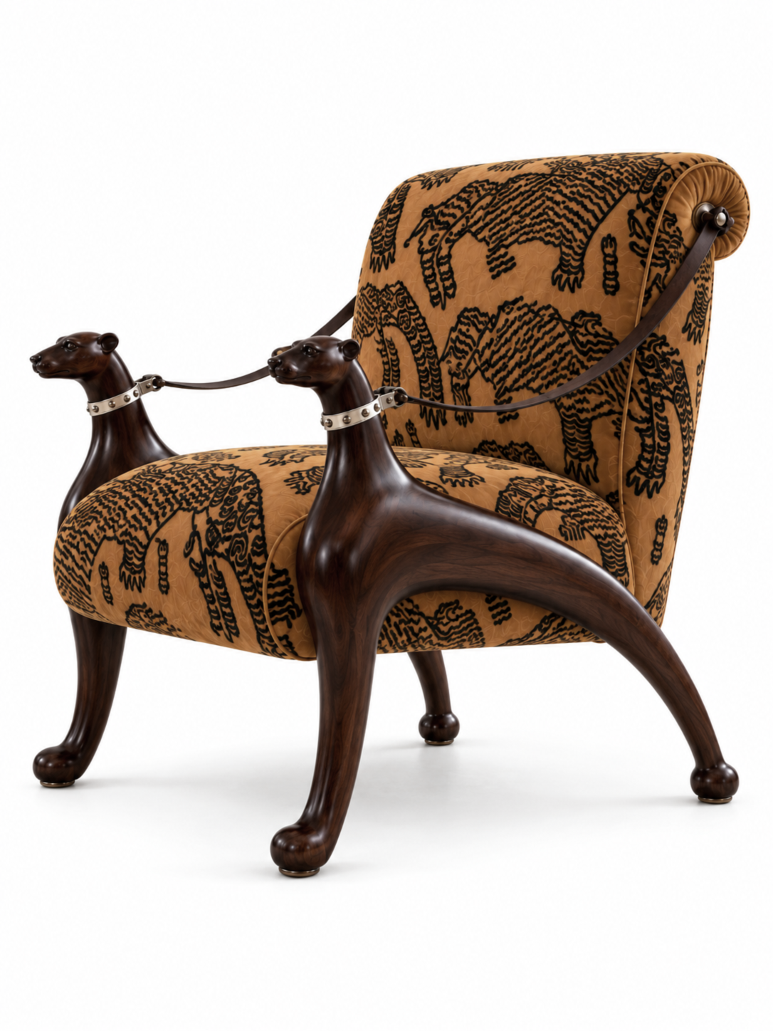 Sculptural Hound Arm Tiger Mountain Chair