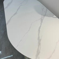 Rylight Franse crèmekleurige ovale/ronde schelpvormige eettafel 