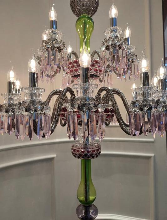 Luxe kleurrijke 18-lichts kristallen vloerlamp 
