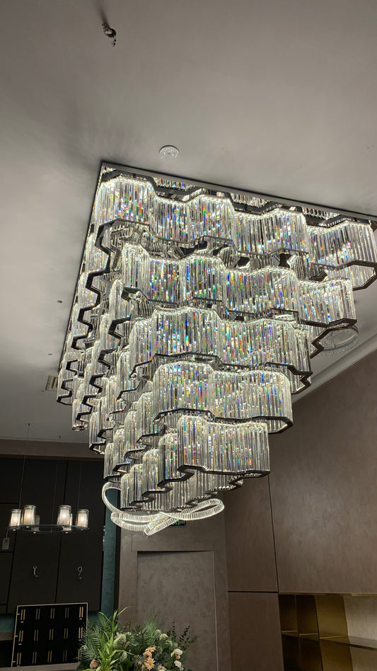 Moderne plafondlamp/kroonluchter met chromen afwerking voor hal/hotellobby/eetkamer