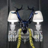 Traditionele kleurrijke kaarstak blauwe herten wandlamp
