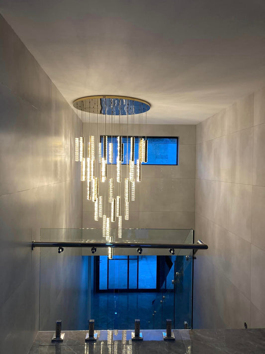 Rylight 12/15/18/21/24-lichte spiraalvormige kristallen kroonluchter