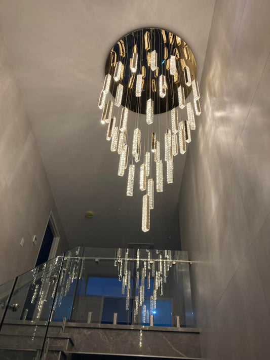 Rylight 12/15/18/21/24-lichte spiraalvormige kristallen kroonluchter