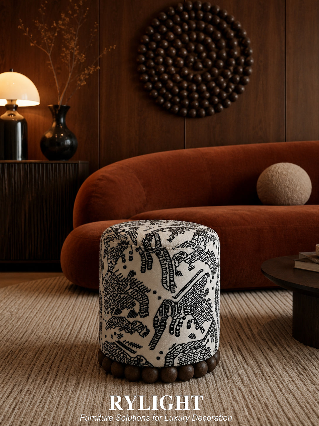 Tiger Mountain Sculptural Beaded Ottoman