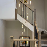 Moderne ronde spiraalvormige kristallen kroonluchter in de vorm van een regendruppel voor trap/hal 