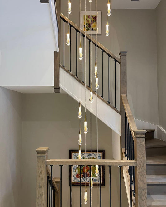 Moderne ronde spiraalvormige kristallen kroonluchter in de vorm van een regendruppel voor trap/hal 