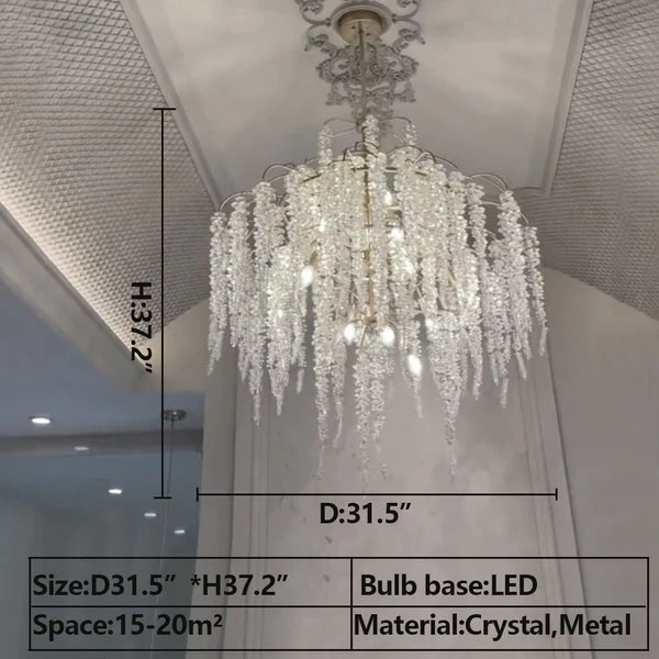 Rylight Elegant Flower Branch Crystal Chandelier in Chrome Finish