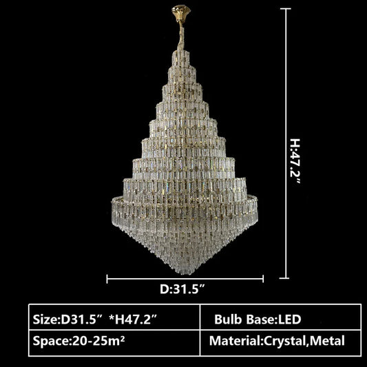ثريا كريستالية كبيرة الحجم متعددة الطبقات على شكل قرص العسل من رايلايت