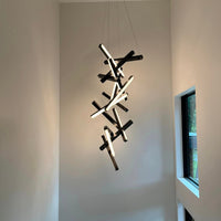 Moderne verticale geometrische aluminium hanglamp voor trap/hal/hoog plafond 