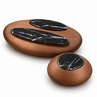 Aurelia Sculptural Walnut Marble Coffee Table Set
