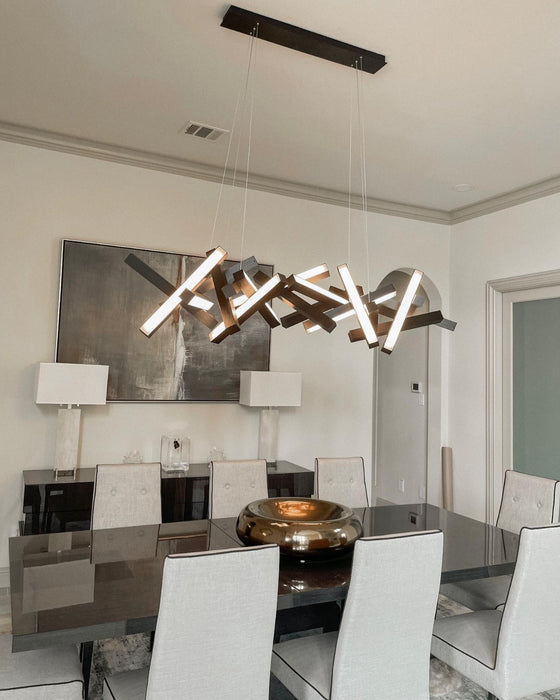 Modern Round/Linear Geometric Aluminum LED Chandelier