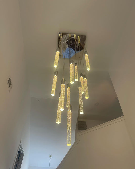 ثريا Rylight 3/7/13/25/41-Light Glacier Bubble Crystsal باللون الذهبي/الكروم/الأسود