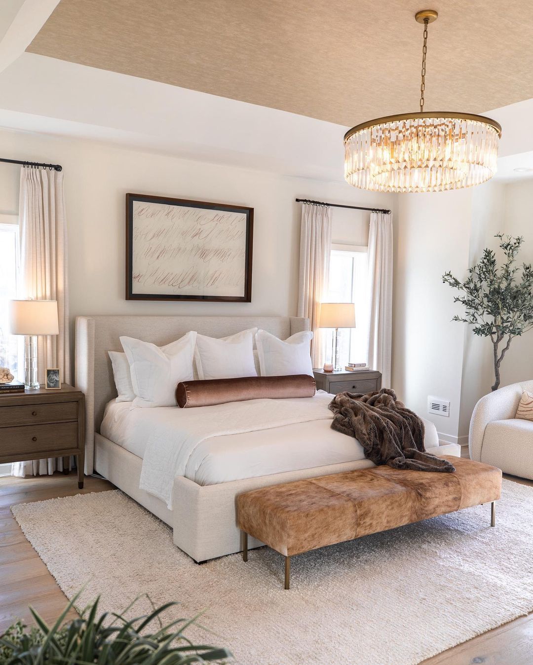 ثريا كريستالية مستديرة من Rylight ذات طبقة واحدة باللون النحاسي/الأسود 