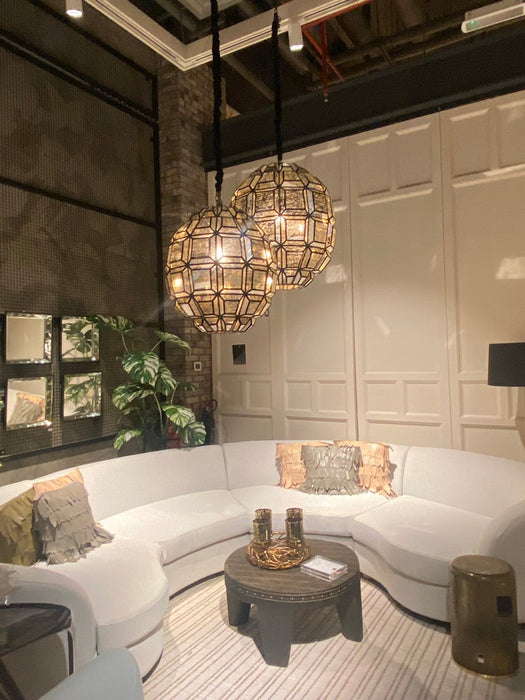 Rylight Modern Speckled Glass Oval-shaped Chandelier