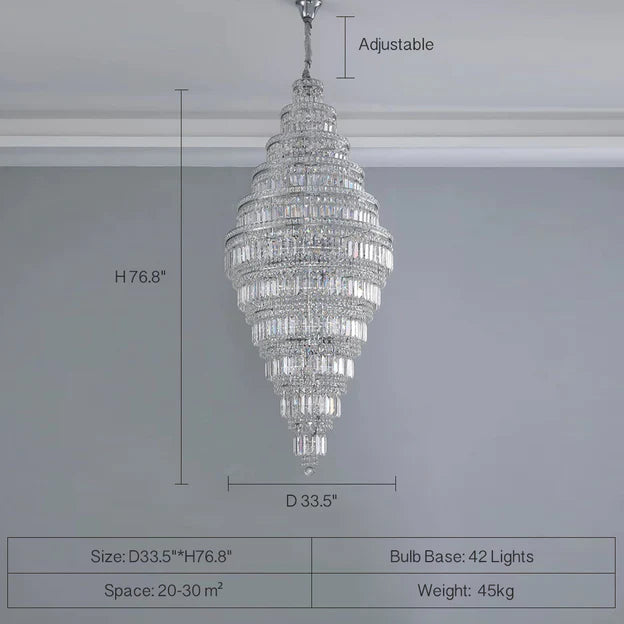 Rylight 11-Tier  Extra Large Crystal Chandelier in Chrome Finish