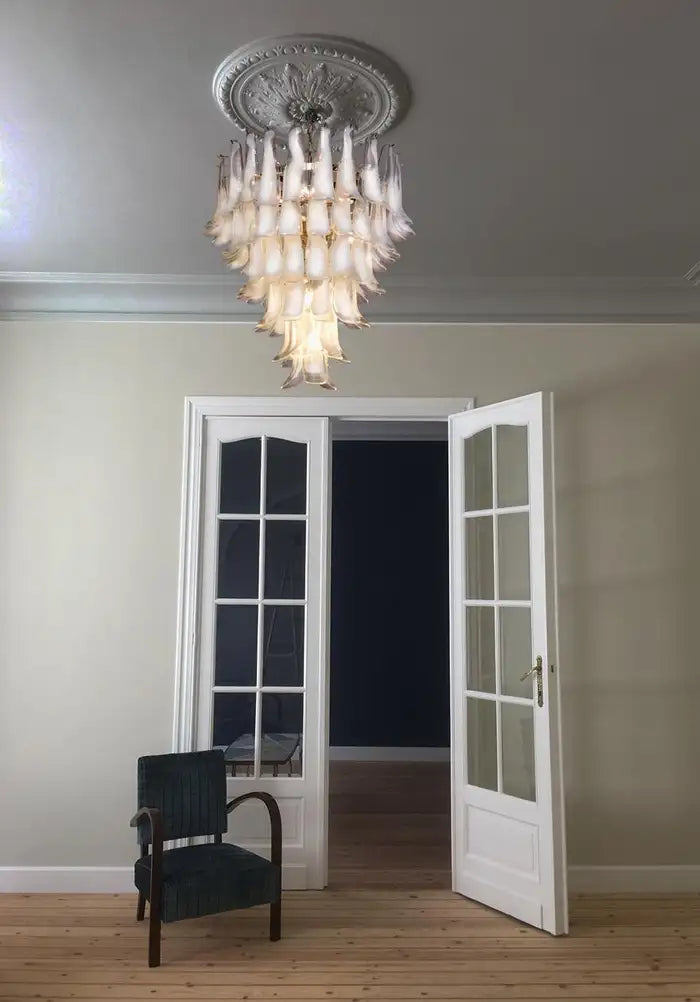 Rylight 5/6-Tier Traditional Italian Mid-Century Petal Glass Chandelier