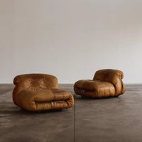 Vintage Leather/Cotton Soriana Armchairs Sofa For Living Room/Study