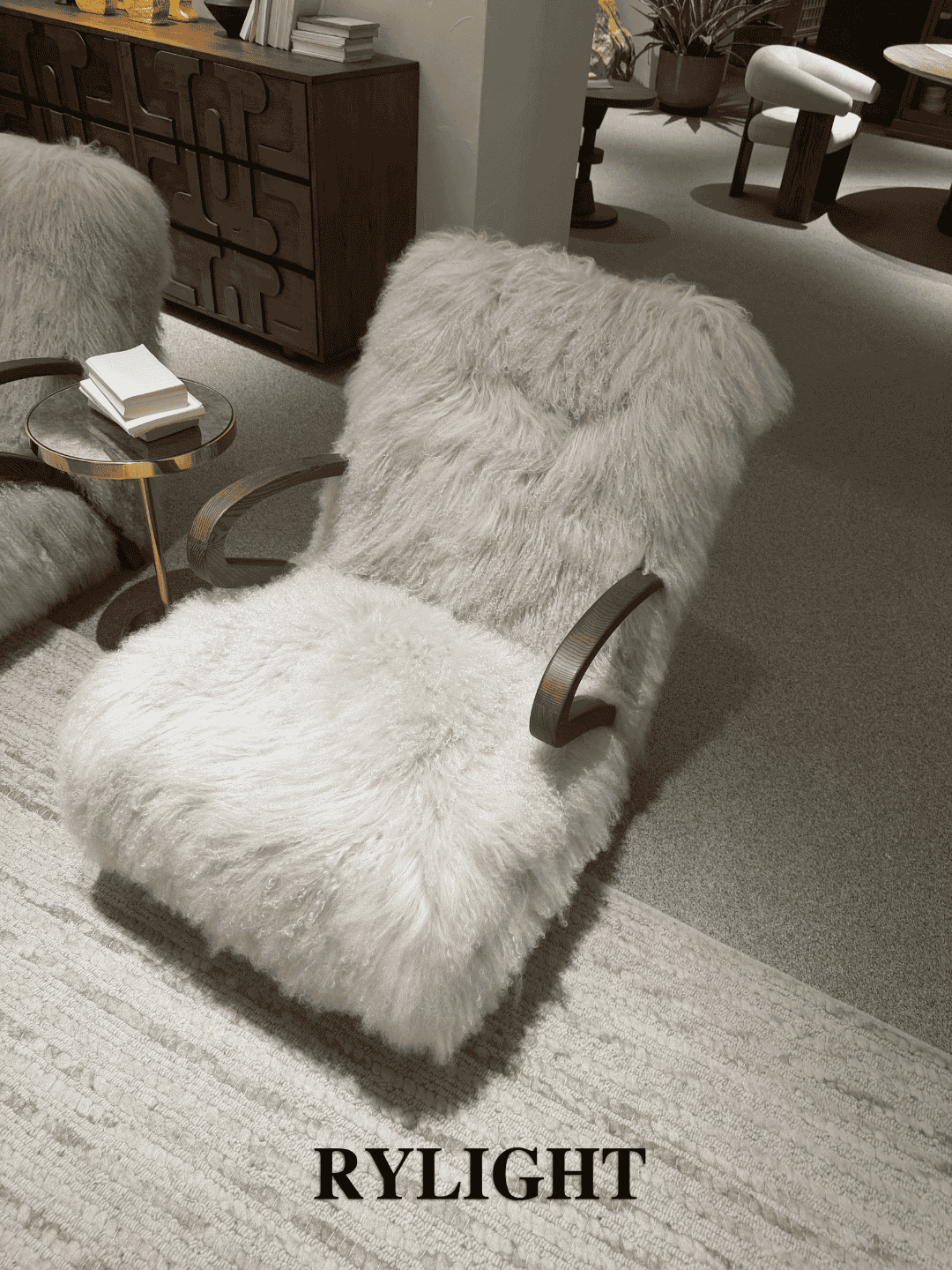 Rylight Luxury Exclusive Tanyang Lamb Wool Upholstered Lounge Chair