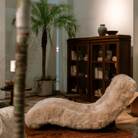 Rylight Luxury Modern Furry Plush Curved Chaise Lounge