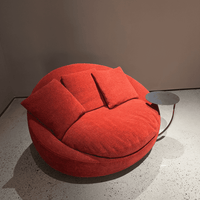 Rylight Trendy Soft Circular Red Textured Fabric Leisure Chair