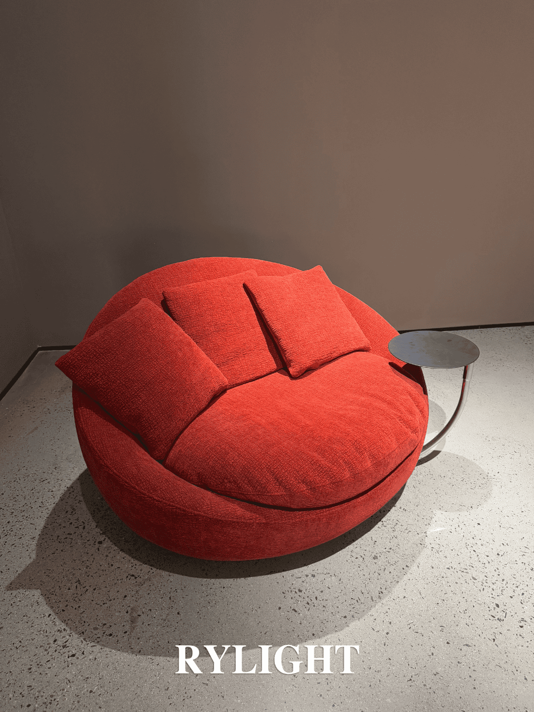 Rylight Trendy Soft Circular Red Textured Fabric Leisure Chair