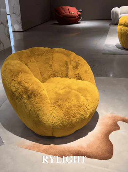 كرسي Rylight Modern Luxury Yellow Teddy Barrel Accent