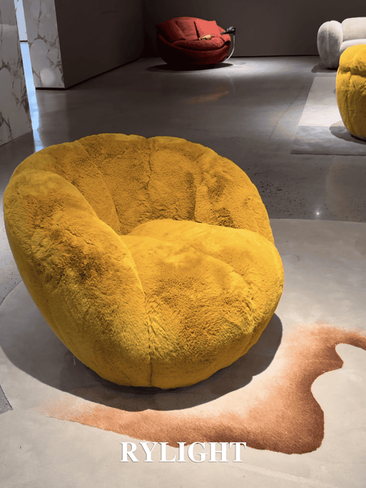 كرسي Rylight Modern Luxury Yellow Teddy Barrel Accent