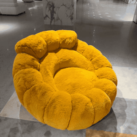 Rylight Artistic Puffy Bread-Inspired Yellow Plush Teddy Circular Leisure Chair