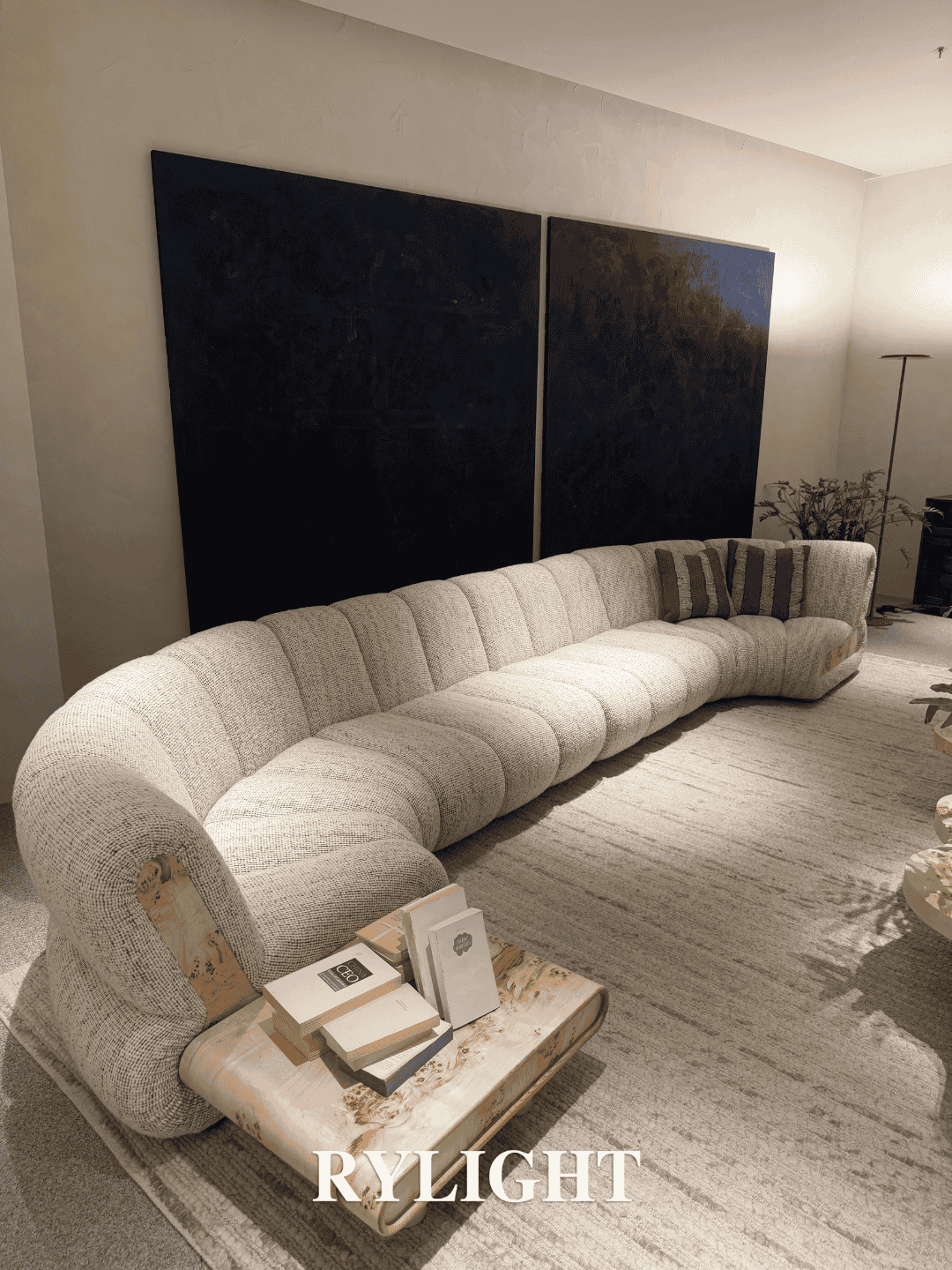 Rylight Modern Artistic Curved Modular 4-Section Fabric Sofa