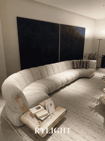 Rylight Modern Artistic Curved Modular 4-Section Fabric Sofa