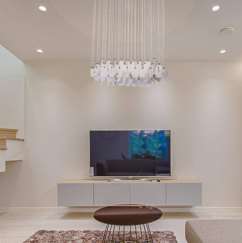 Rylight zeshoekige glazen kroonluchter met messing afwerking