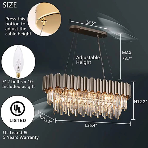 ثريا كريستالية فاخرة كبيرة مستديرة/بيضاوية متعددة الطبقات من رايلايت لايت