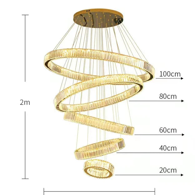 ثريا كريستال Rylight 5/6-Ring باللون الذهبي/الكروم