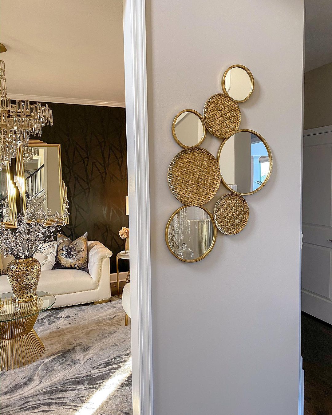 Wall Art Decorative Large Round Gold Mirror