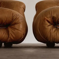 Vintage Leather/Cotton Soriana Armchairs Sofa For Living Room/Study