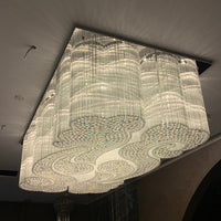 Moderne, inbouw kroonluchter met vierkante, holle kristallen buizen voor hotels, restaurants en woonkamers