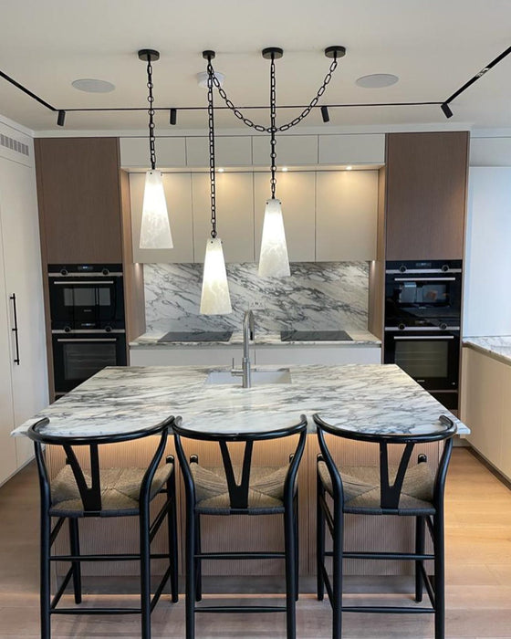 Modern 3/5/7-Light Marble Alabaster Chandelier for Living Room/Dining Room