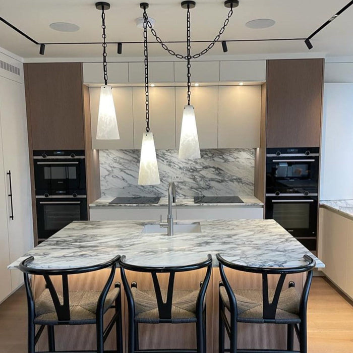 Modern 3/5/7-Light Marble Alabaster Chandelier for Living Room/Dining Room